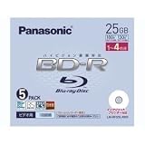 Panasonic 4倍速対応BD-R 5枚パック25GB(インクジェットプリンタ対応) LM-BR25LAW5