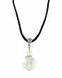 Necklace - N3 - Genuine Semi Precious Gemstone on Black Silky Satin Cord - Faceted Round Disk Shape ~ Opalite