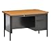 Sandusky 600 Steel Single Pedestal Contemporary Desk, 48" Length x 30" Width x 29-1/2" Height, Black/Grey Nebula