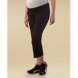 Mimi Maternity? Roll-Waist Cropped Yoga Pant, Under Belly