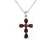 Jewelry : Garnet Gemstone Cross Pendant 4.4 Carat (ctw) in Sterling Silver with Chain