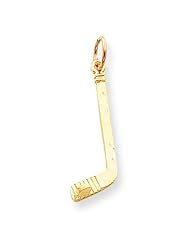 10K Yellow Gold Hockey Stick Charm Sports Jewelry