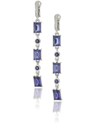 Judith Ripka "Candy" Triple Baguette Hanging Blue Drop Earrings