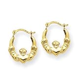 14k Gold Mini Claddagh Hoop Earrings