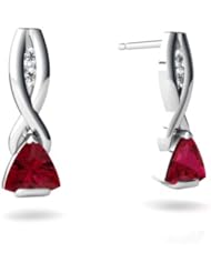 Created Ruby 14kt White Gold Earrings