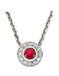 14k Gold Ruby Diamond Donut Gallery Back Necklace (0.35 ct. tw.)