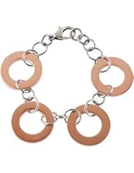 Stainless Steel Circle Link Bracelet 07.50 Inch Rose Immerse lating Fb194