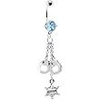 Aqua Gem Sheriff Badge Handcuff Belly Ring