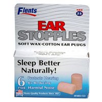 Flents Ear Stopples Soft Wax-Cotton Ear Plugs, 6 Pair