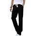 Allegra K Men Belt Loop Straight Linen Zip Fly Casual Pants Black Size 31
