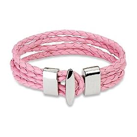 4 Strand Pink Braided Leather Bracelet