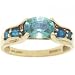  : 14KT YELLOW GOLD RING BLUE TOPAZ APATITE GEMS