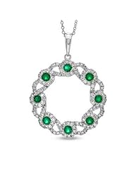 1.49ct tw Circle Pendant with Emerald and Diamonds set in 14k Gold