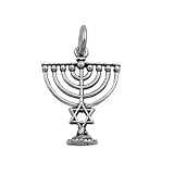 925 Sterling Silver Hanukkah Menorah with Star of David Pendant