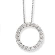 14k White Gold Link Chain with Diamond Circle Pendant Necklace- 18" (1.50ctw)