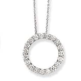 14k White Gold Link Chain with Diamond Circle Pendant Necklace- 18 (1.50ctw)