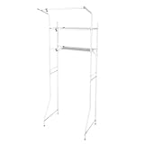 隙間収納家具 『ハンガー付き ホワイト 洗濯機棚 』(A731)