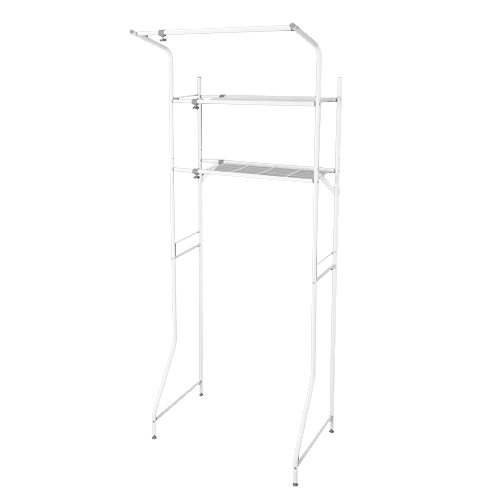 隙間収納家具 『ハンガー付き ホワイト 洗濯機棚 』(A731)