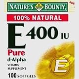 Vitamin E 400 IU Supplement Softgels With Pure D-Alpha, By Natures Bounty - 100 Softgels