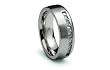 Stainless Steel Ring Slight Dome Center with CZ Satin High Polish 8mm