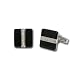 Cufflink Jewelry - Black Agate Center Line Cubic Zirconia Platinum Overlay CAREFREE Sterling Silver Cufflinks