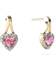 Created Pink Sapphire 14kt Yellow Gold Earrings