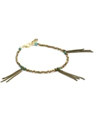 Ettika Brass Bead and Chain Anklet Hishi Turquoise Nugget Accent Beads