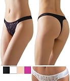 Satin Embroidered Lace Thong