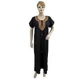 Caftan For Women Black Cotton Mirror Embroidery Resort Wear Kaftan