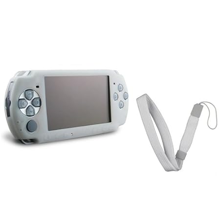 eForCity Clear White Silicone Case with FREE White Wrist Strap compatible with Sony PSP Slim 2000/3000