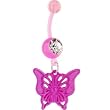 Bioplast Pink Butterfly Dangle Belly Ring