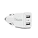 iFlash® USB 24W / 4.8A Dual-Port Car Charger - Simultaneous, full-speed charging (White)
