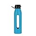 Takeya 22 Ounce Classic Glass Water Bottle with Silicone Sleeve and Flip Cap, Cobalt