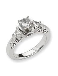 Ann Harrington Jewelry 14k White Gold 1/3 Ct Tw Trillion Cut Diamond Semi Mount 3 Stone Scroll Design Ring Mounting