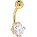 24kt Gold Plated Clear 6mm Round Cubic Zirconia Belly Ring