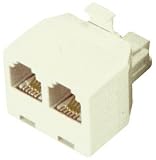 GE TL96104 Telephone Duplex Wall Jack Adapter (Almond)
