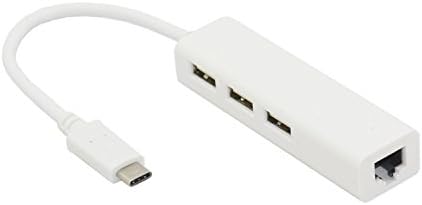 USB 3.1 Type C Hub with RJ45 LAN Ports Adapter, NewLobo® High quality USB 3.1 Type C male to Multiple 3 Ports USB 2.0 Hub with Ethernet Network LAN Adapter For Apple New Macbook 12 Inch, Google new Chromebook Pixel, Surface Pro 4 etc.,Tablet, Mobile Phone and other USB 3.1 Type C supportted devices- (White)
