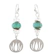Cut Out Design Lotus Flower Earrings in Sterling Silver with Accents of Quartz and Czech Glass, #8163