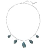 Sterling Silver Rolo Chain w  Genuine Turquoise Nugget Drops Frontal Necklace, 16+3 Extender
