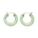 Gold Overlay Sterling Silver Green Chinese Jade 25mm Hoop Earrings