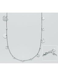 miluna miss italia principessa silver necklace with hearts and pearls Lenght cm. 80. Diamond brilliant cut ct. 0,05 color H; 7 pearls MR color white 5,5-6; laser cut "baffetto"