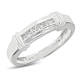1/6 Carat T.W. Round Cut Diamond Men's Wedding Ring 14K White Gold Wedding Ring - Free Gift Box -