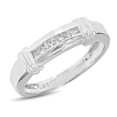 1/6 Carat T.W. Round Cut Diamond Men's Wedding Ring 14K White Gold Wedding Ring - Free Gift Box -