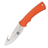 Buck Boone & Crockett Safety Series BuckLite MAX Fixed Knife with Guthook and Dynaflex Rubber Handle (Orange, 8 3/4-Inch overall)