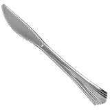 Plastic Knives Silver - Set of 100 | Disposable Knives, Plastic Silverware