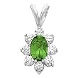 14K White Gold Emerald and Diamond Pendant