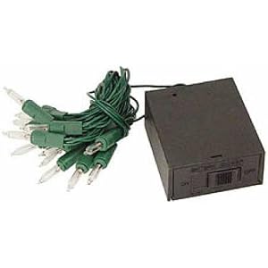10ct Clear Battery Operated Lights with Green Cord - (Pkg of 5 Sets) by 