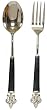 Decorative Salad Servers with Enameled Black Fleur De Lis Handles