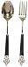 Decorative Salad Servers with Enameled Black Fleur De Lis Handles