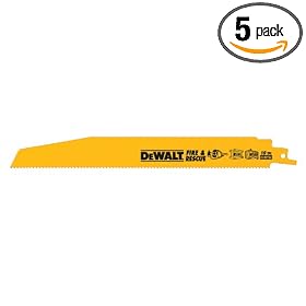 DEWALT DW4864 6-Inch 10TPI Demolition Bi-Metal Reciprocating Saw Blade - 5 Pack
